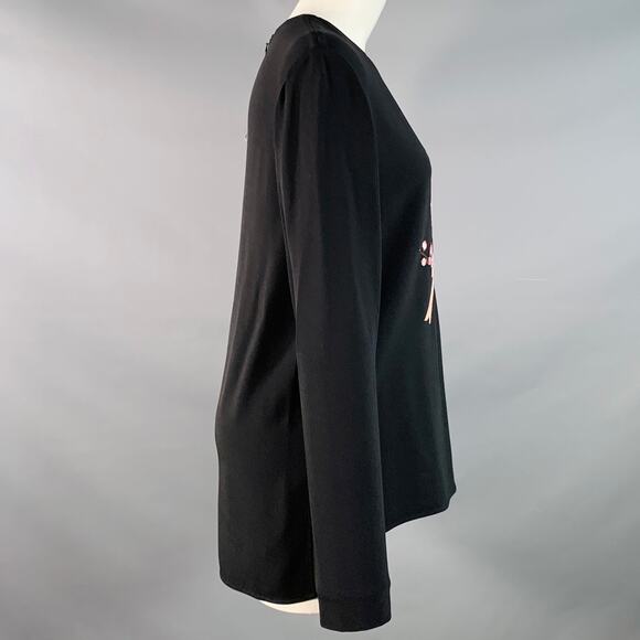 STELLA McCARTNEY Size 4 Black Pink Viscose Blend Embroidered Bird Pullover - Picture 3 of 7